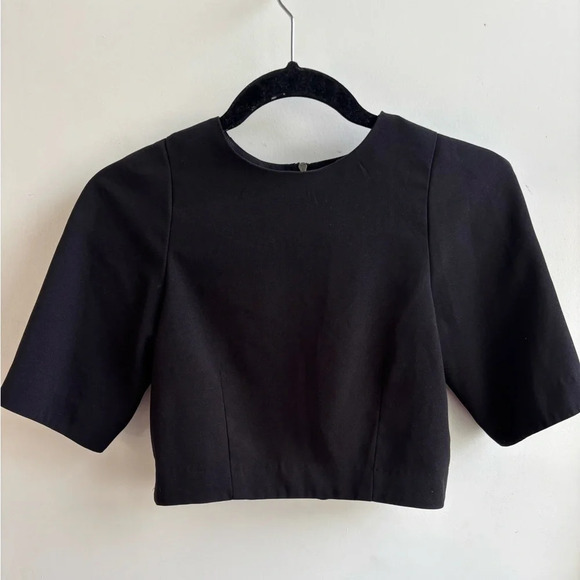 Nasty Gal Black Structured Open Back Crop Top - Picture 1 of 9